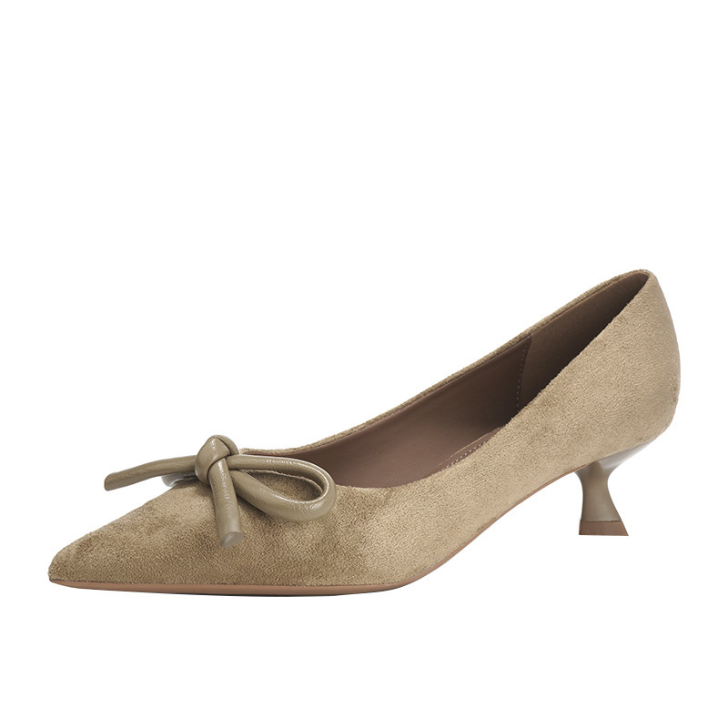 Beijiani 1578-29 Cross-Border Cashmere Bow~Pointed Toe High Heels Women's Stiletto Pumps Spring & Fall