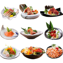 批发陶瓷复古创意餐具超大刺身盘子异形菜盘干冰盘日料商用火锅店