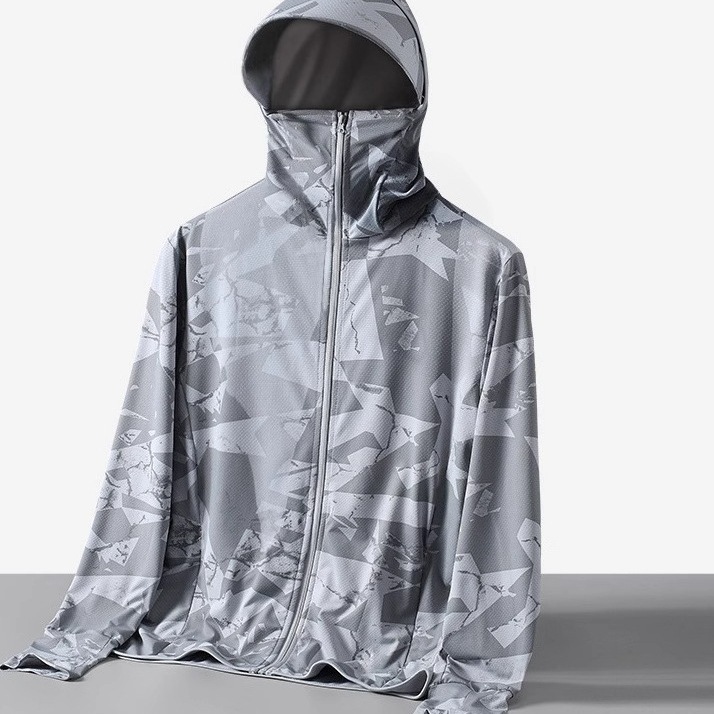Summer Ice Silk Sunscreen Clothing Men's Anti-ultraviolet Breathable Thin Skin Clothing Outdoor Riding Fishing Sunscreen Clothing Jacket