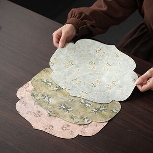 Chinese-Style Zen Tea Mat, New Chinese Classical Tea Coaster, Anti-Scalding, Ancient Chinese-Style Tablecloth, Coffee Table, Tea Towel Mat, No-Wash Tea