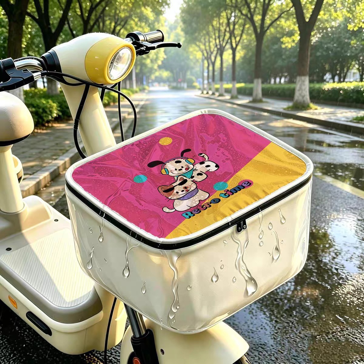 Cat and Dog Party [Rainproof Electric Bicycle Basket Cover]
