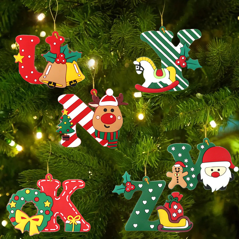 Cross-border explosions 26 letters Christmas decorations Christmas tree small pendant pendant pvc soft rubber party wholesale