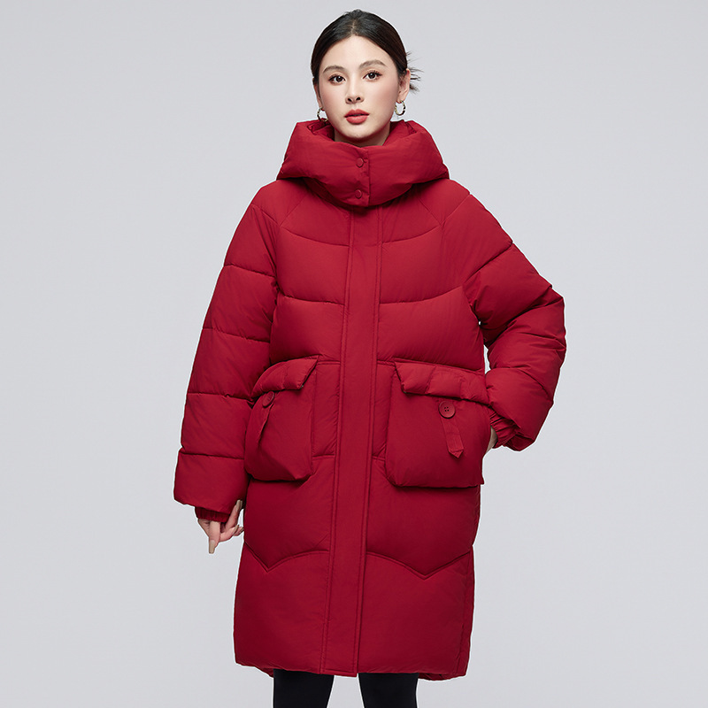 2025 invierno nueva moda suelta moda desmontable sombrero de algodón ropa de mujer larga chaqueta de cintura gruesa transmisión en vivo image 8