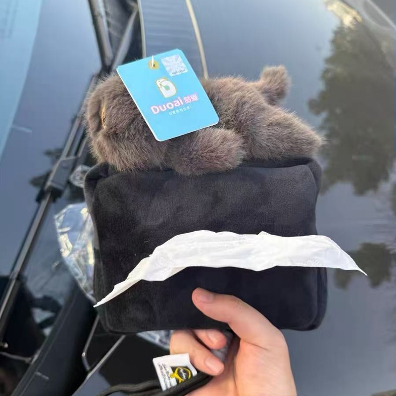 Little Black Cat Car Tissue Box Car Tissue Holder Hanging Bag Seat Back Hanging Car Tissue Box Car Interior Decoration for Women