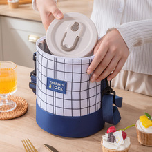 日系圆筒大容量保温包午餐包单肩手提户外野餐冰包保温防水便当包