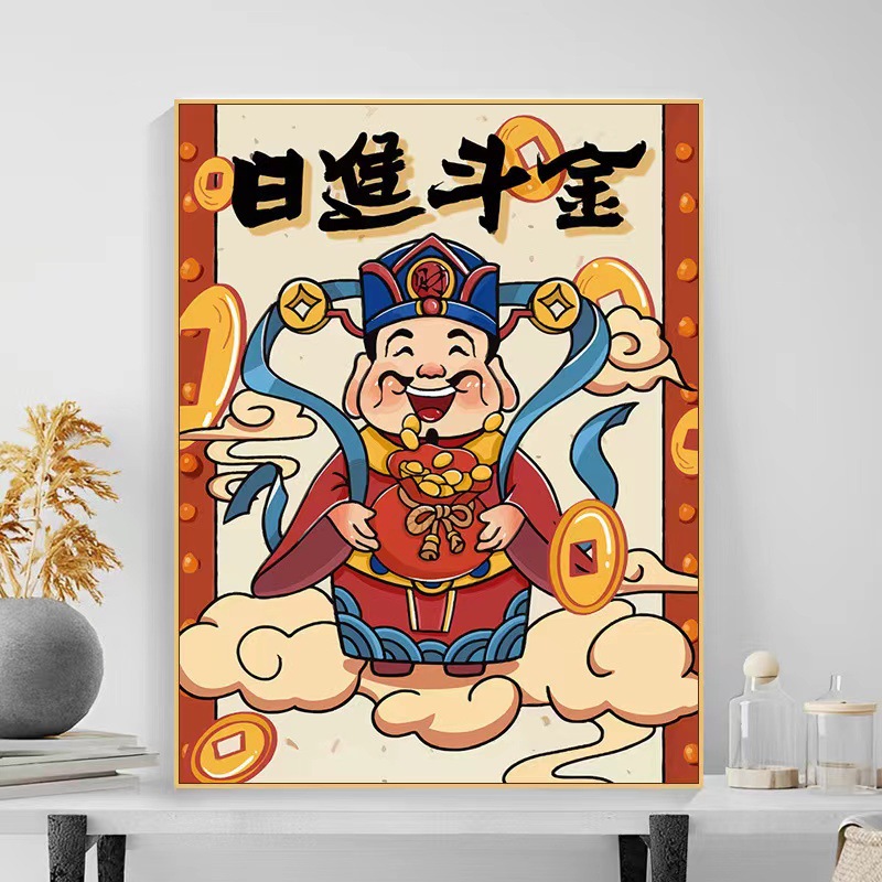 Suministro directo de fábrica [color fácil pintura] bricolaje digital pintura al óleo Dios de la riqueza nacional moda sala de estar dormitorio acrílico pintura al óleo decorativa