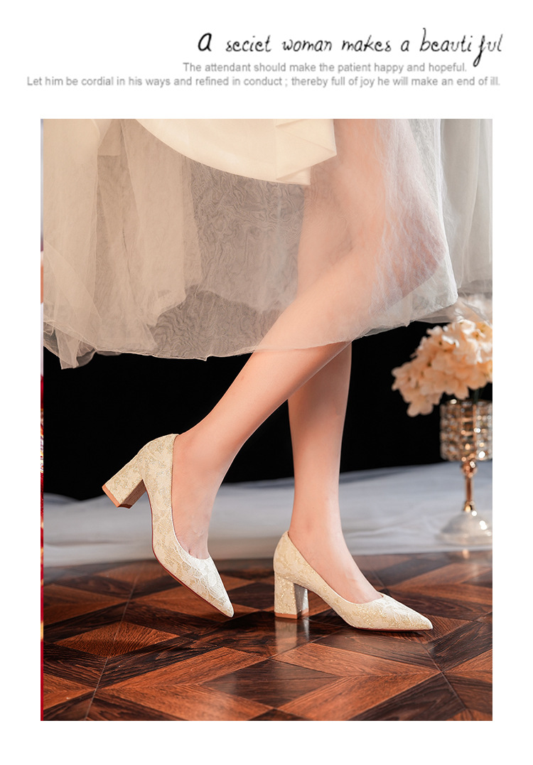 6555G Escarpins à bout pointu pour femme, talon compensé, dentelle française, collection 2025, bout ouvert._voghion.com