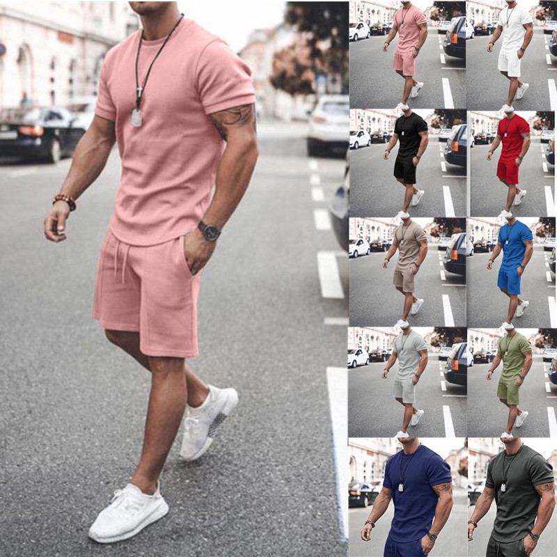 Hot Selling European and American Amazon Ebay Popular Men's Summer Short-Sleeved Shorts Suit Sports and Leisure Suit Men's Clothing