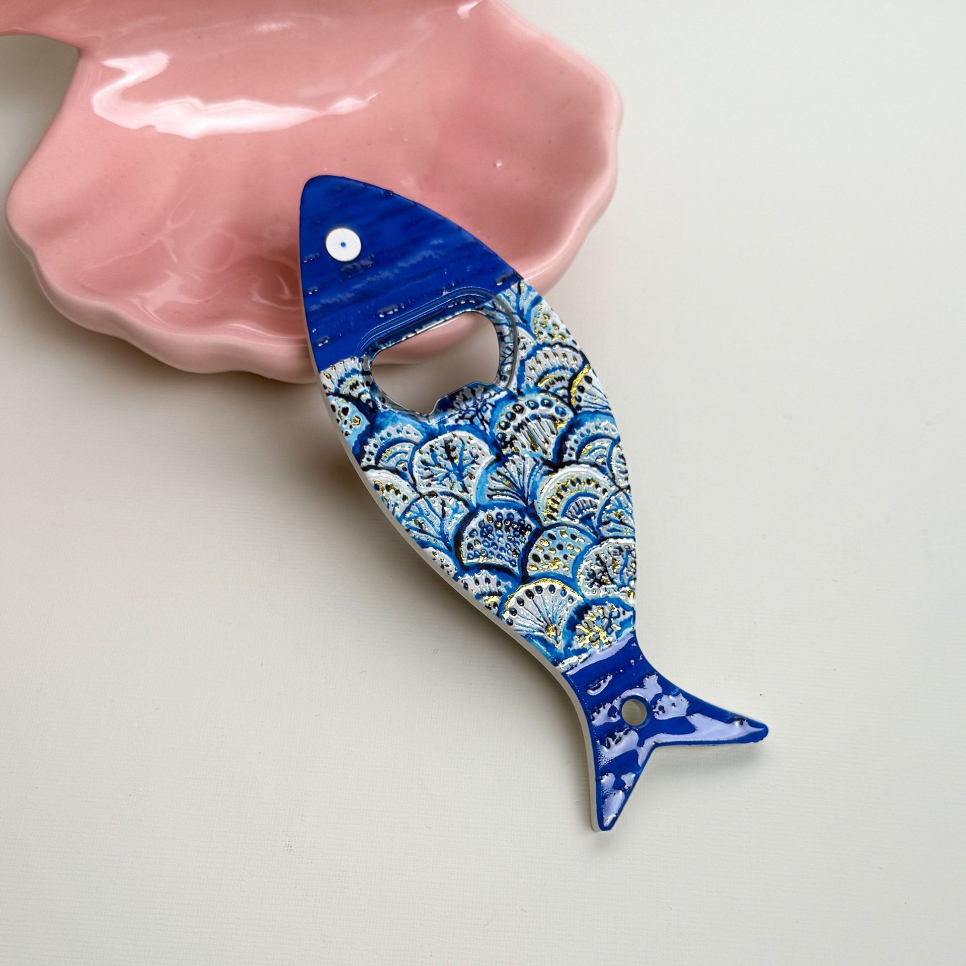 Nuevo pez transfronterizo abrebotellas pegatinas de refrigerador material melamina en relieve textura tecnología de estampado estereoscópico fuerte pegatinas de refrigerador