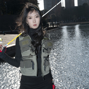 Jiarist Wading Sports Vest Army Green Full Resin Zipper Breathable Hiking Camping Fishing Vest