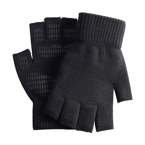 Half-finger gloves for men and women in winter, warm and thickened for driving and riding, half-fingered student writing and cold-proof woolen gloves