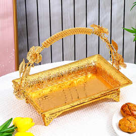 欧式水果蓝家用客厅茶几零食蛋糕果盘高档下午茶大果蓝长方形托盘