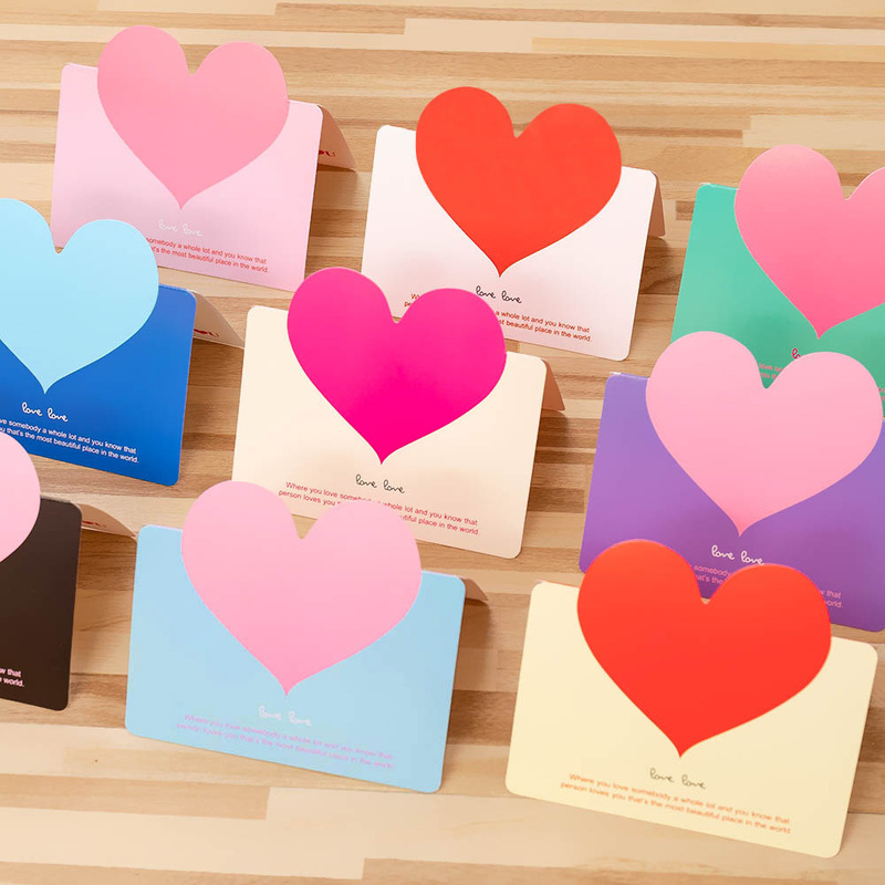 Cross-Border Korean Creative Universal Heart-Shaped Greeting Card Christmas Valentine's Day Thank You Card Birthday Blessing Message Card