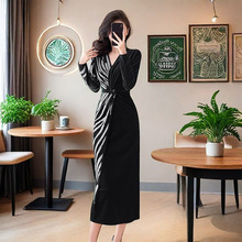 高级感名媛正式场合轻奢礼服女2025新款高端奢华大牌金丝绒连衣裙