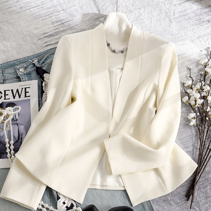 Nanyou Acetate Small Blazer for Women, V-Neck, Versatile, Elegant, Slim Fit, Petite Suit, 2026 Spring New Model