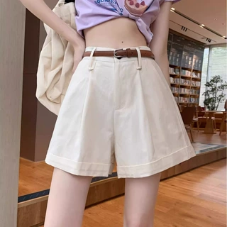 卷边阔腿工装短裤女2025夏季新款宽松显瘦a字裤复古百搭休闲裤子