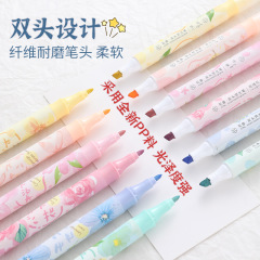 Dual-Head Floral Fluorescent Highlighters Back-to-School Fluorescent Drawing Pens Light Color Scheme DIY Fluorescent Pens Fluorescent Markers Liner Pens