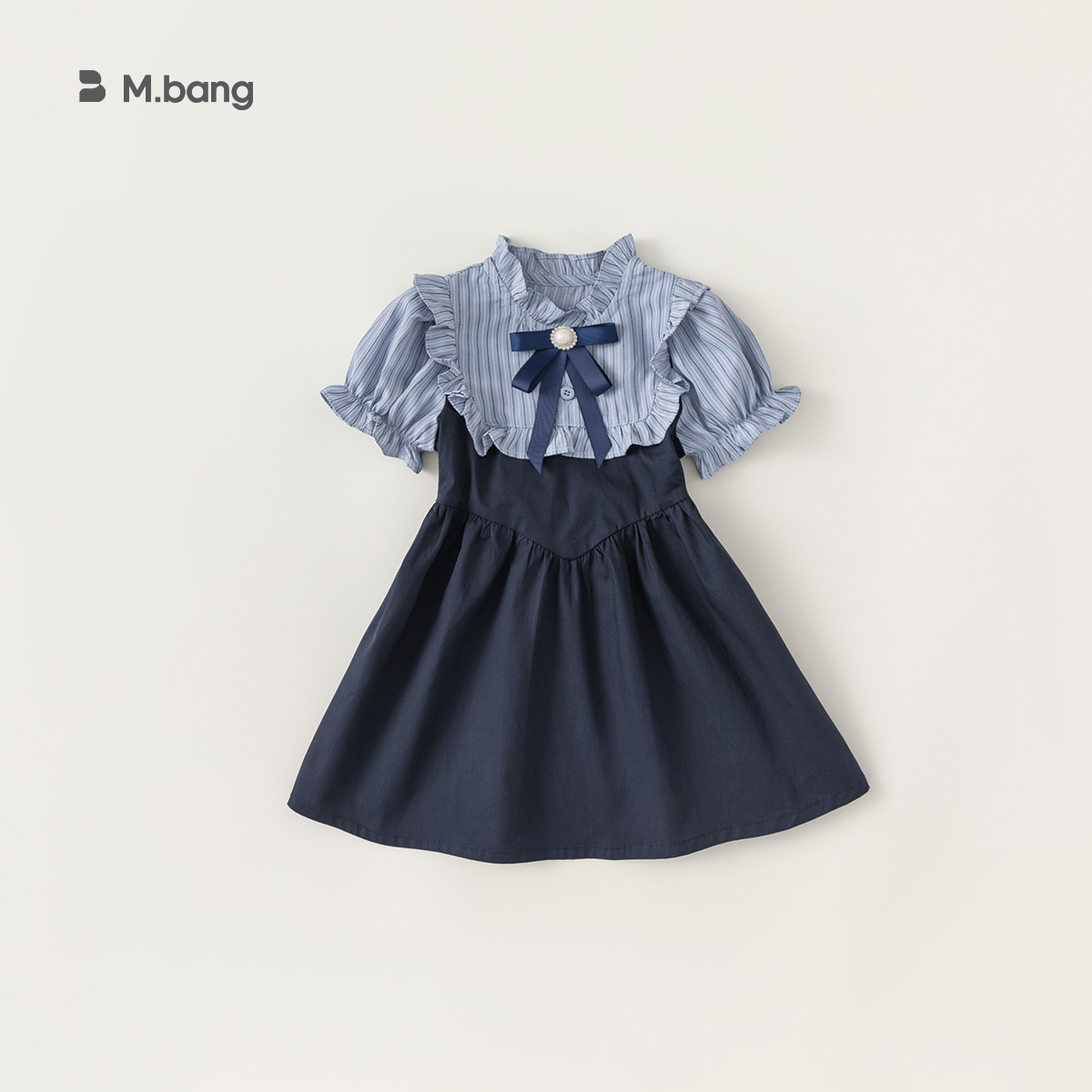 Youbao Children 's Clothing Girls Line Clothing Summer Academy style children' s fake two shirt dress Short Sleeve baby falda