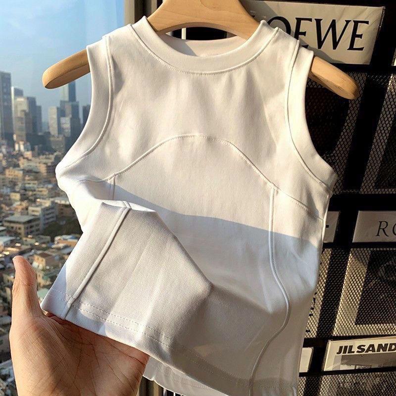 アメリカンホットガールI字型ベストアウターウェアレディース多用途ラウンドネックベストノースリーブTシャツスリムインナーレイヤリングシャツトップ|undefined