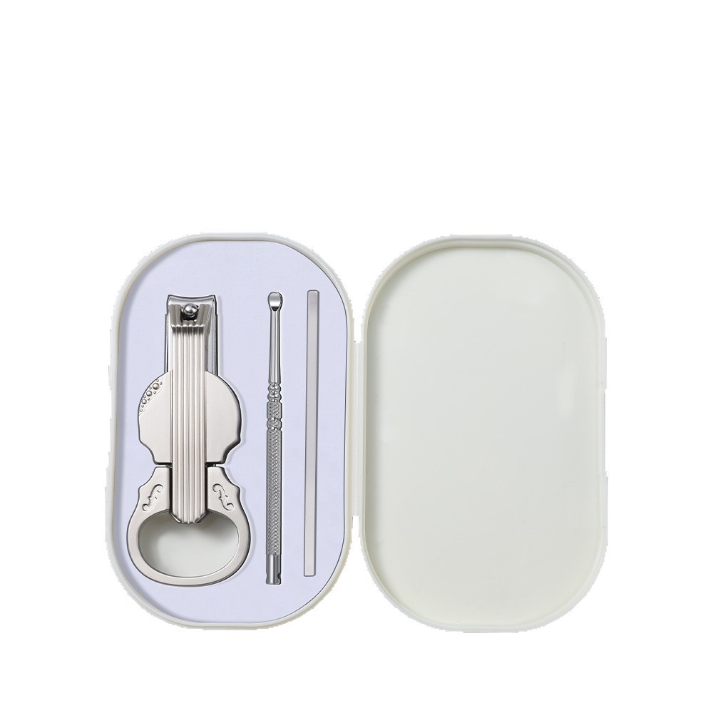 Cortina de uñas con zanja de uñas anti-splash abierto caja de regalo de ajuste de alicates de uñas violoncelista lupa pedicura