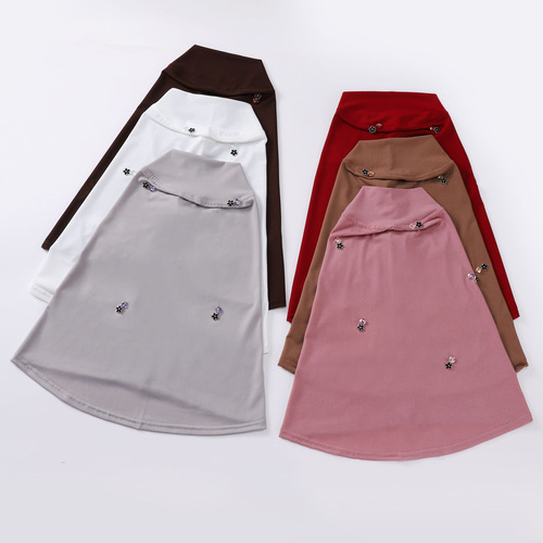 Cross-border Malaysian Hand-Sewn Crystal Diamond Cotton Versatile Headwear for Hui Ethnic Group Hijabs, Ideal as a Base Layer for Middle Eastern and African Styles