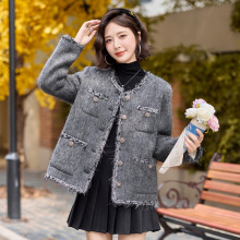 羊毛羽绒服外套女冬季2024年新款高端气质加厚短款白鸭绒呢子大衣