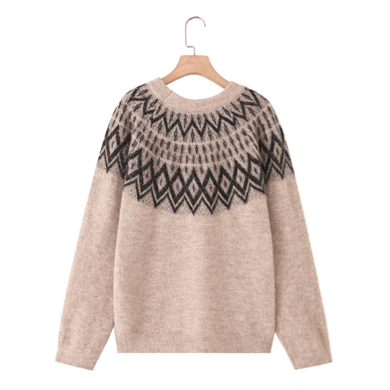 Pb&Za2025 Winter New Products Women's Ski Series Alpaca Wool Jacquard Knitwear