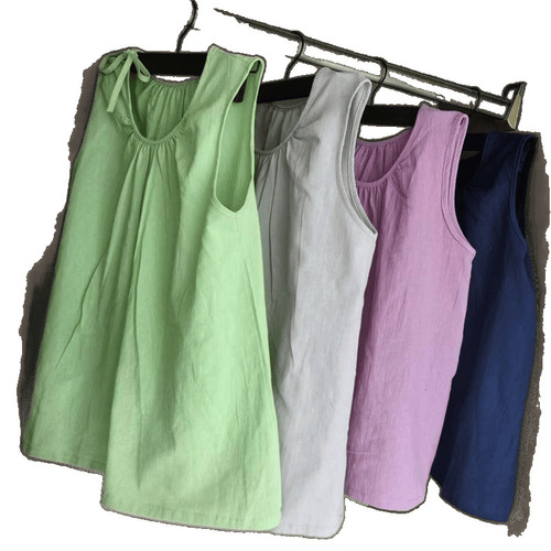 New summer style retro women's vest sleeveless loose pullover base sling top thin style slimming temperament linen and linen