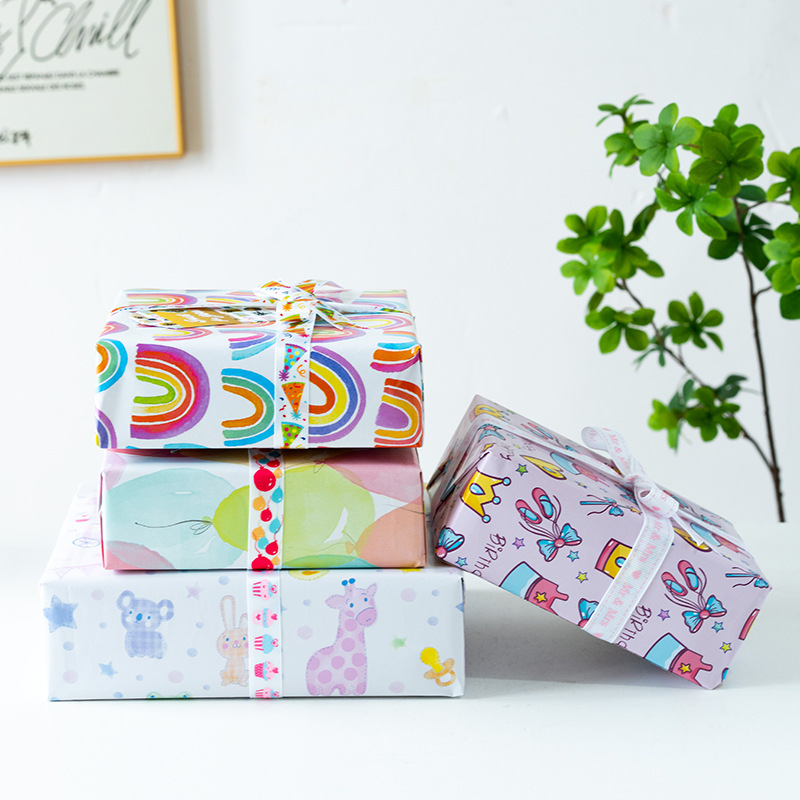 Papel de regalo colorido de Amazon, papel de regalo para el Día del Niño, papel estucado, papel de fondo, papel para cubiertas de libros, venta al por mayor
