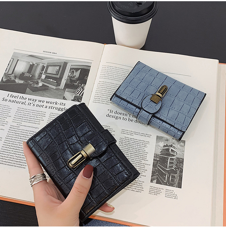 Wholesale Wallet Female Short 2021 New Korean Lock Crocodile Pattern Three-fold Wallet Wholesale display picture 77