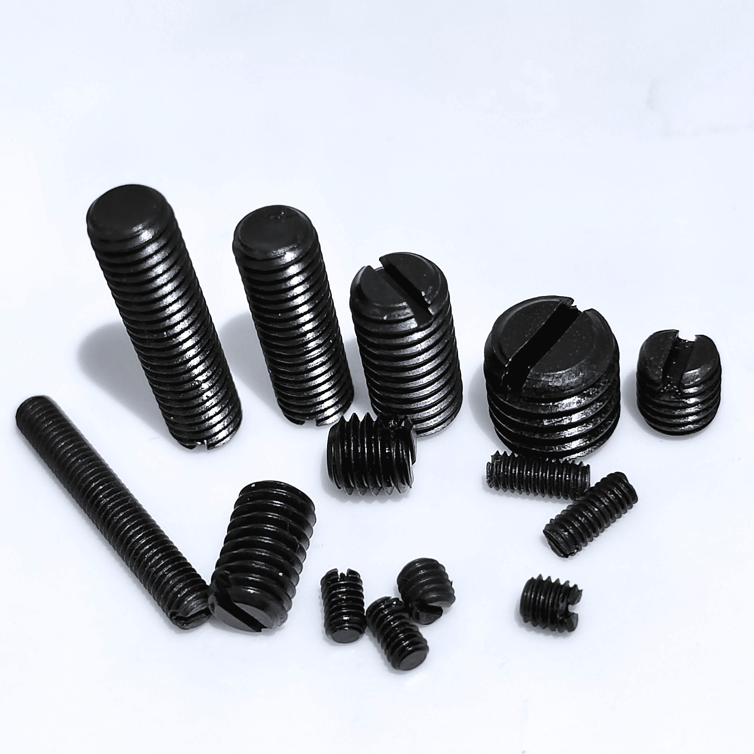 M2到M10GB73开槽碳钢加硬发黑紧定 割一字平端 无头机米止付螺丝