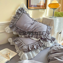 新疆棉韩版公主刺绣蕾丝花边枕套一对一只单双人荷叶边枕头套