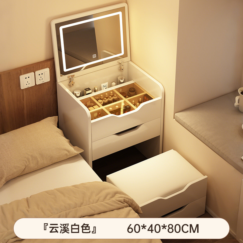 2025 nuevo núcleo de madera sólida meseta de cabecera en un tocador moderno simple dormitorio pequeño mesas de maquillaje con almacenamiento