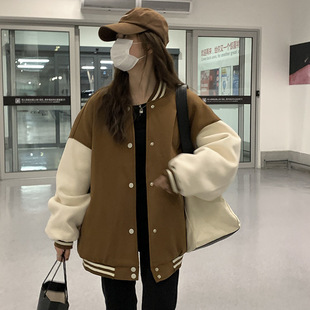 American Retro Velvet Thickened High Street Baseball Uniforms for Men and Women, College Style Korean Style Personalized Handsome Jackets, Trendy Jackets