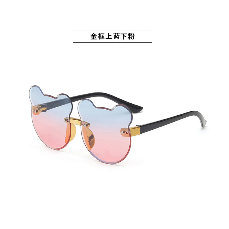 Nuevo oso gafas de sol de los niños raqueta de calle vanguardia moda calle raqueta copia pieza sin marco chica gafas de sol fábrica al por mayor