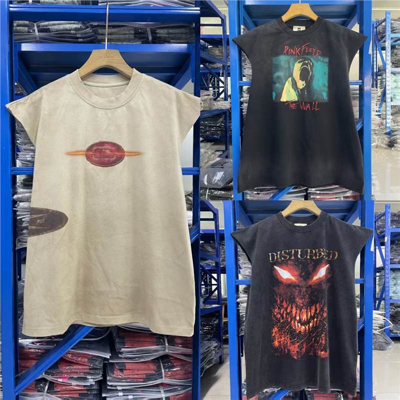 Travis Scott Co-Branded Printed Pattern Round Neck Loose Casual High Street Retro Sleeveless Vest for Men