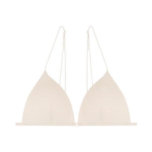 New style women's comfortable triangle cup bra without wires, thin, sexy and beautiful back and front button single piece bra