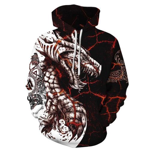 【S-3XL】European and American 3D Digital Printing Hooded Sweatshirt Autumn/Winter New Men's Jacket