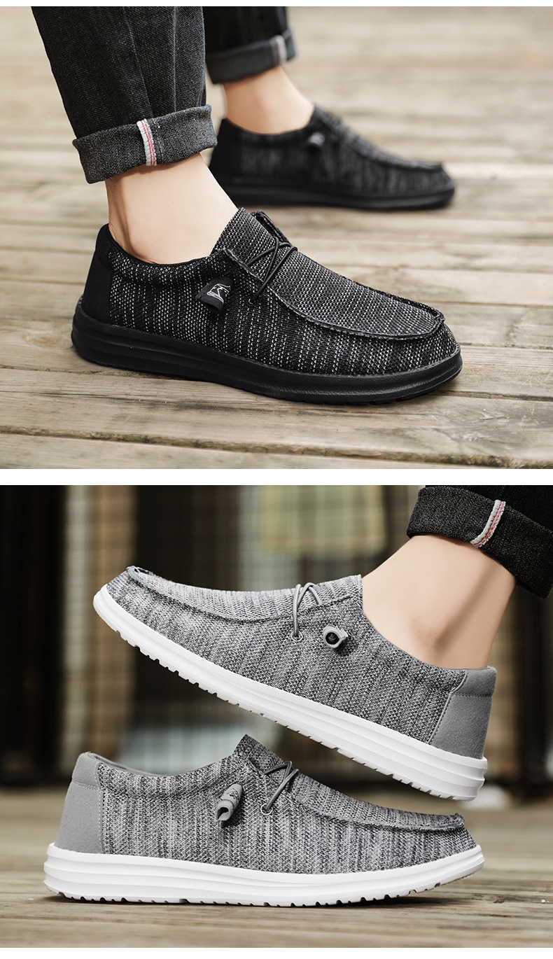 Extra Large Size Cross-border Fly-knit Casual Shoes For Men, Lightweight Slip-on Loafers, Flat Shoes, Men's Loafers In_vogvips.com