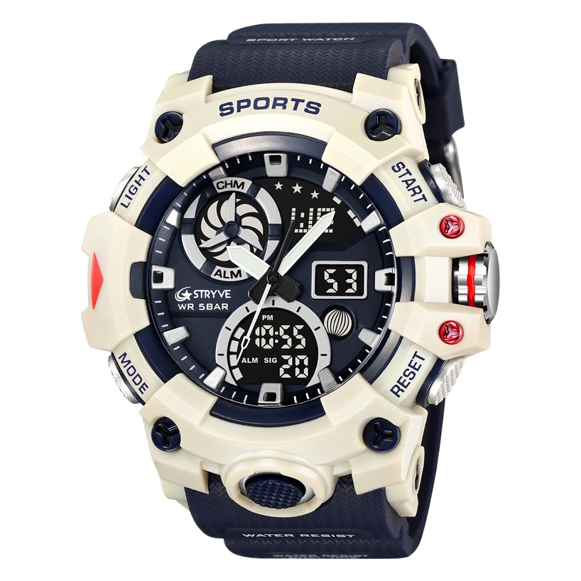 STRYVE reloj deportivo impermeable de moda para hombre luminoso electrónico multifunción reloj cronógrafo entrega de una pieza 8027