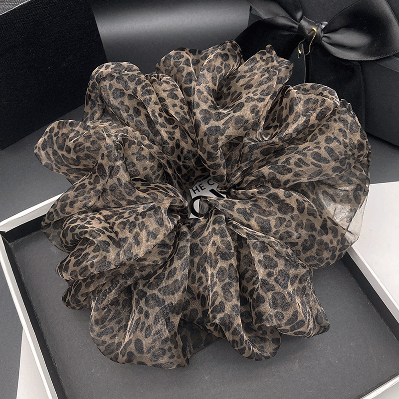 Elastico per capelli elegante retro mesh stampa leopardata_voghion.com