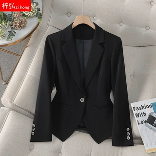 梓弘zihong黑色西装外套女修身显瘦西服时尚气质短款高级感小西装