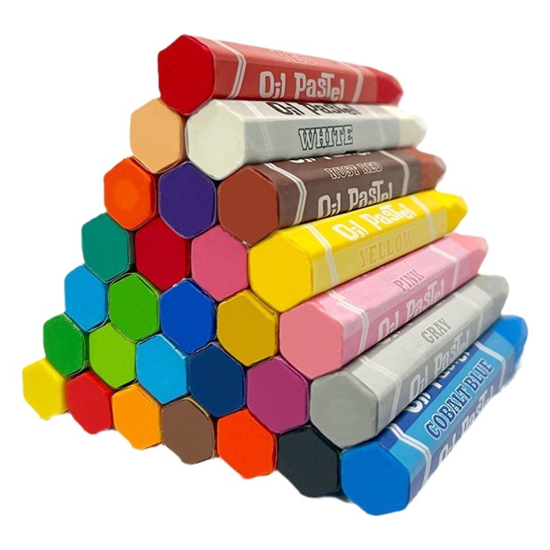 12 color 24 color 36 color hexagonal oil painting stick children's kindergarten art institutions heavy color oily crayon factory direct supply