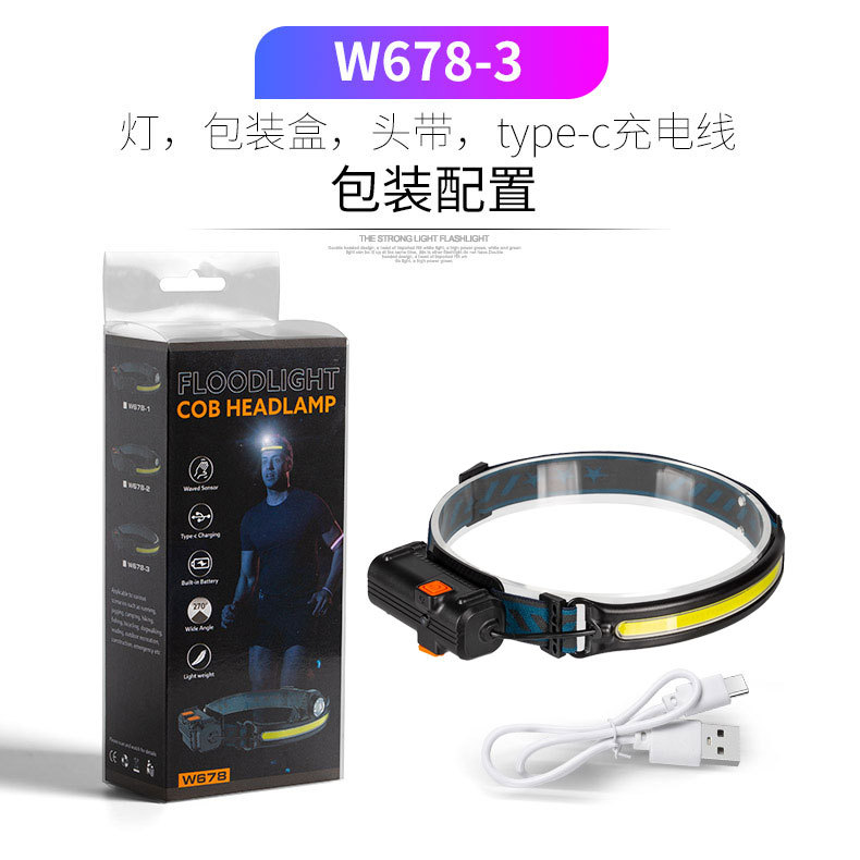 Transfronterizo nuevo LED mini multifunción cabeza de inducción de onda COB luz al aire libre aventura pesca linterna de luz fuerte