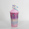 Plastic cute fresh cartoon double-layer straw with glass, cup for elementary school students