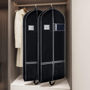 Clothes Dust Cover Hanging Garment Bag Black Pouch Set Dustproof Clothes Cover Bag Full Zipper for Wardrobe Storage