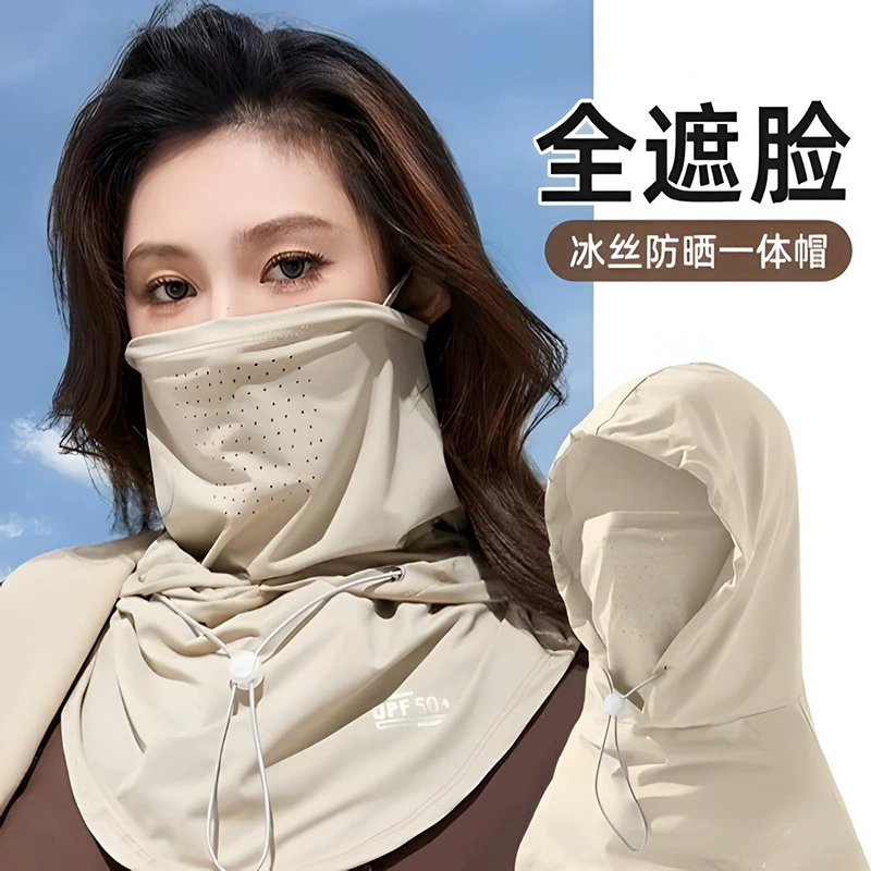 Солнцезащитная маска, шляпа «все в одном», летняя солнцезащитная шляпа для женщин, дышащий шарф из ледяного шелка на все лицо, полотенце для лица для вождения и езды на велосипеде, защита для шеи