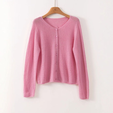 2025早秋白厂丝羊绒！无缝圆领山羊绒针织开衫女简约休闲羊绒衫