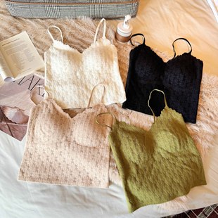 Vest-style Bra Autumn and Winter Slim-fit Slimming with Chest Pad Inner Top French Sanding Knitted Warm Base Sling