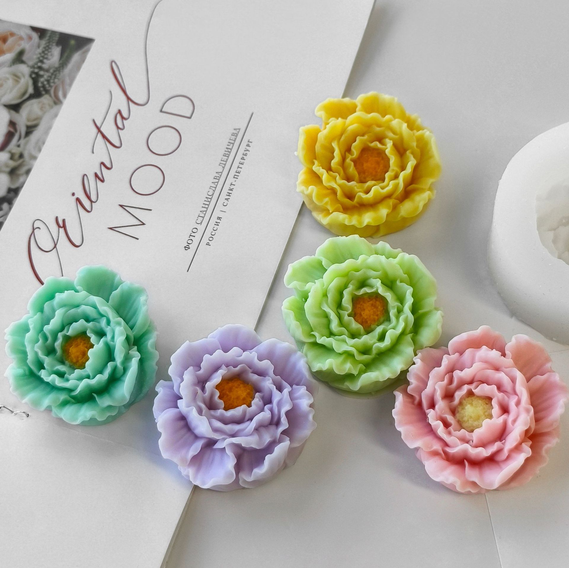 Jiahuimei clavel aromaterapia vela flor molde de silicona